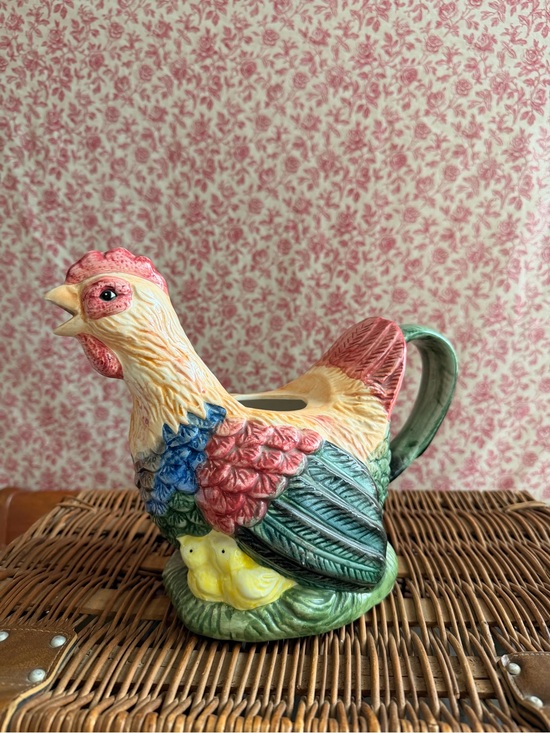 Other - Colorful Ceramic Hen Pitcher - Yellow, Green, Pink, Blue